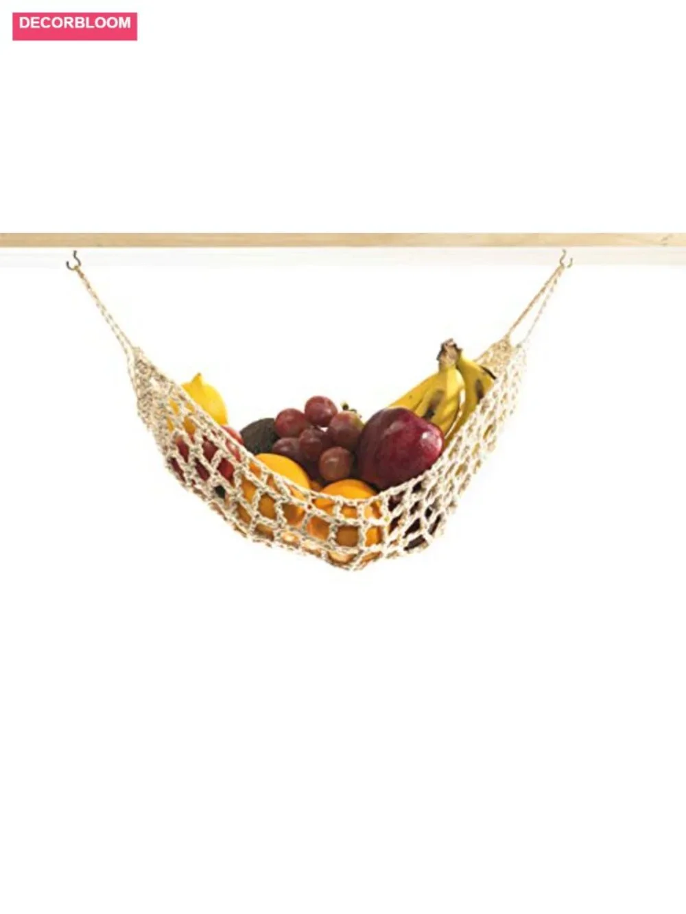 Macrame Fruit Hammock - Handwoven Cotton Produce Storage for Kitchen Counter
